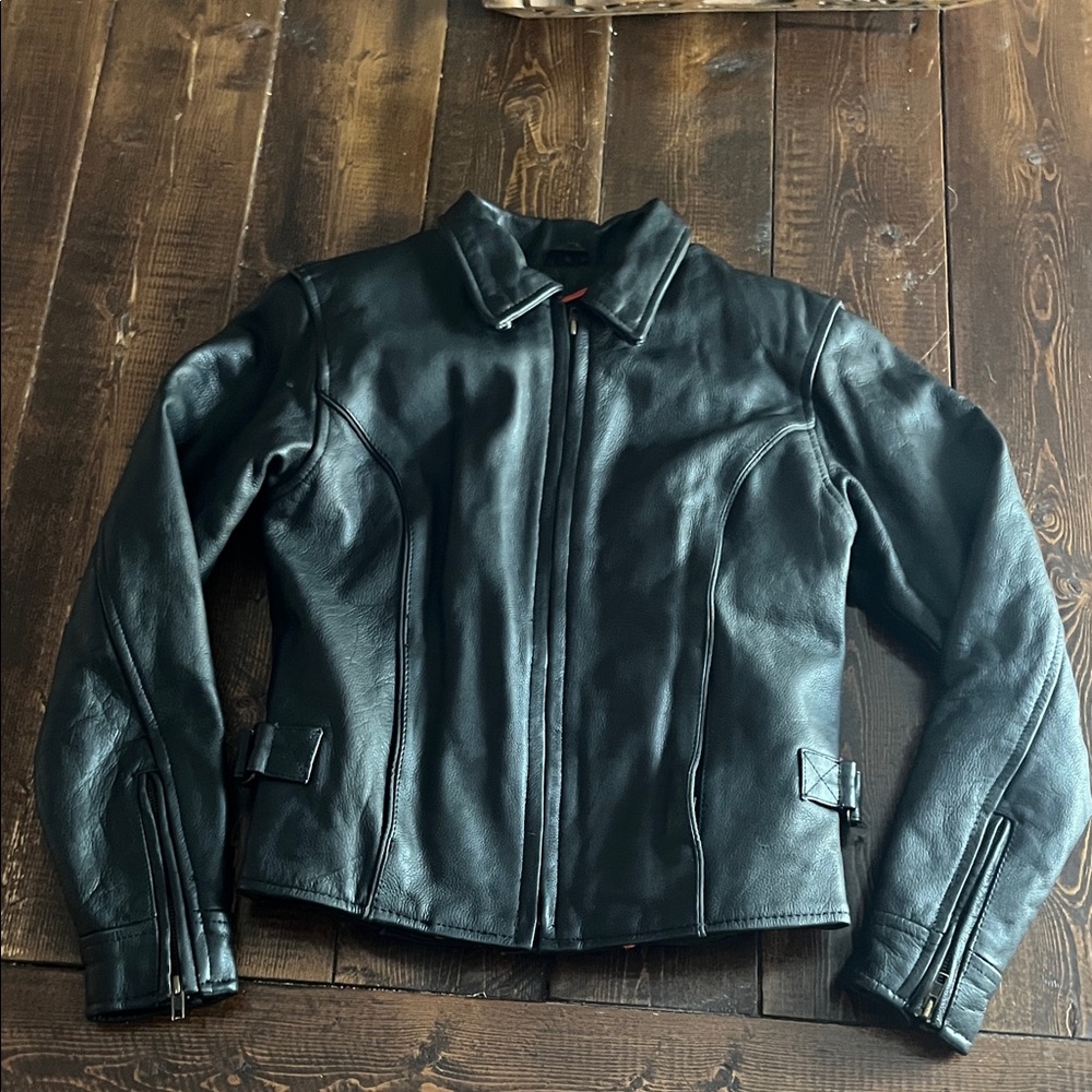 Unik Ultra (with zip out liner) Black Leather Women's motorcycle Jacket small